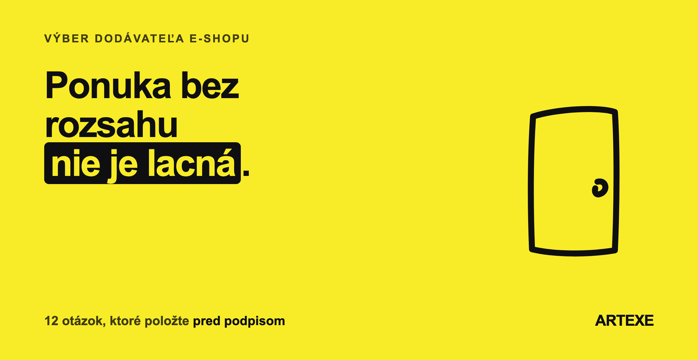 Dvanásť otázok pre dodávateľa e-shopu rozdelených do štyroch skupín: rozsah a cena, ľudia a proces, starostlivosť po spustení a podmienky odchodu od dodávateľa.
