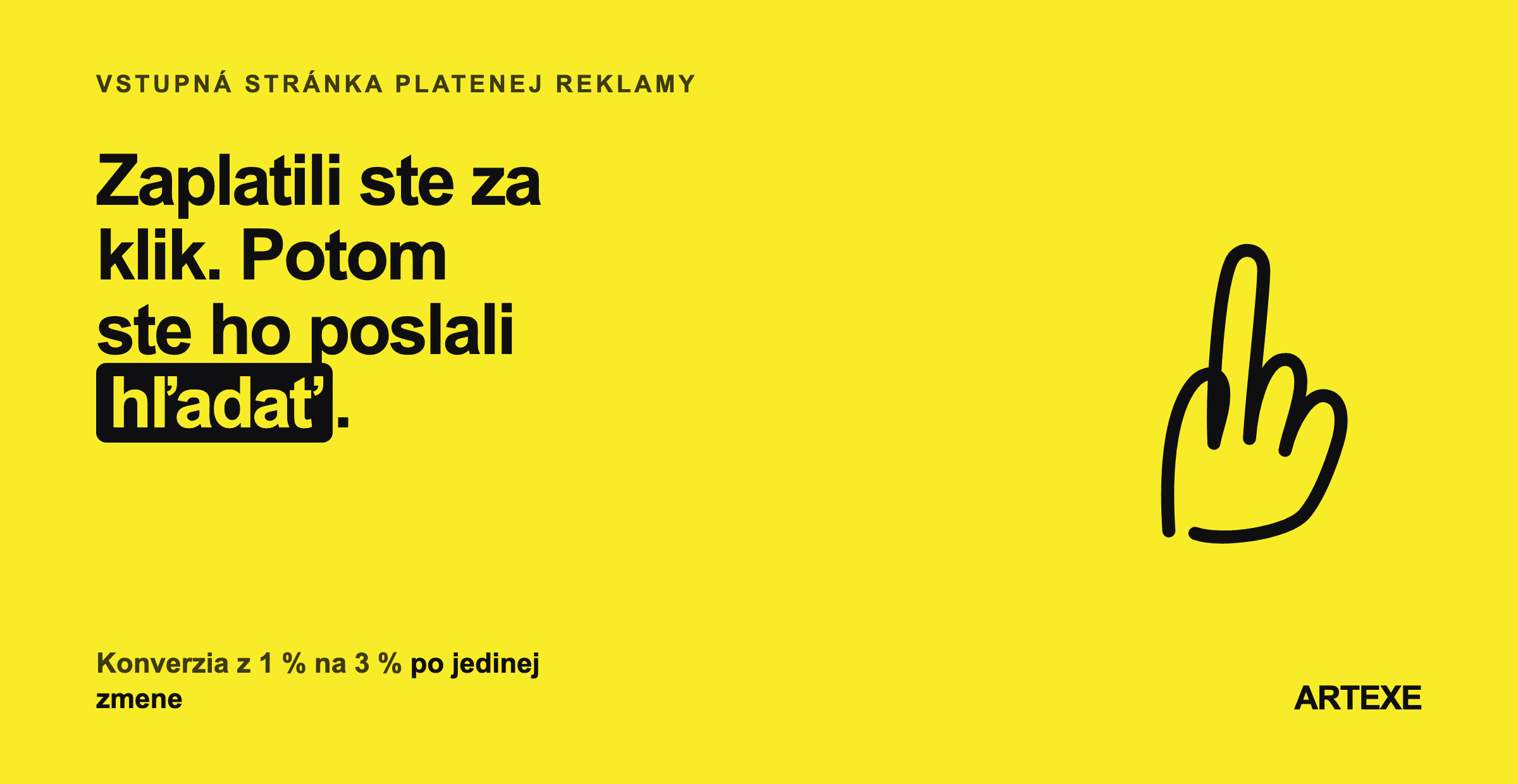 Porovnanie troch cieľov platenej reklamy — domovskej stránky s jednopercentnou konverziou, kategórie a produktovej stránky s trojpercentnou konverziou po zrušení presmerovania.