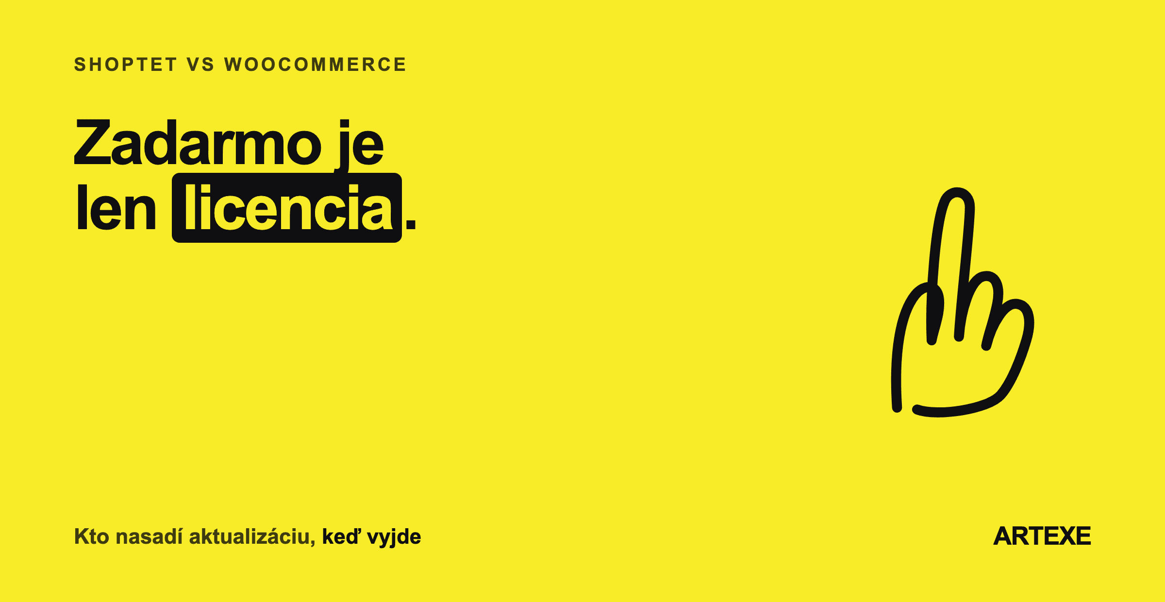Ruka ako motív porovnania Shoptetu a WooCommerce: rozhoduje, kto bude e-shop roky udržiavať, nie cena za spustenie.